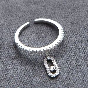 Gorgeous French Designer Sliding Diamond cz Bar Drop Ring